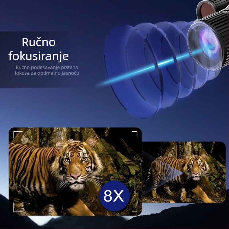 Nošivo infracrveno uređaj za noćni vid na glavi sa 3x optičkim povećanjem i 8x digitalnim zumom, 25 mm objektiv, domet 600 m, težina 375 g