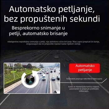 4-inčna automobilska dash kamera, HD 1296p noćni vid, prednja i stražnja dvostruka snimka, 24-satno parkiranje nadzor, DVR