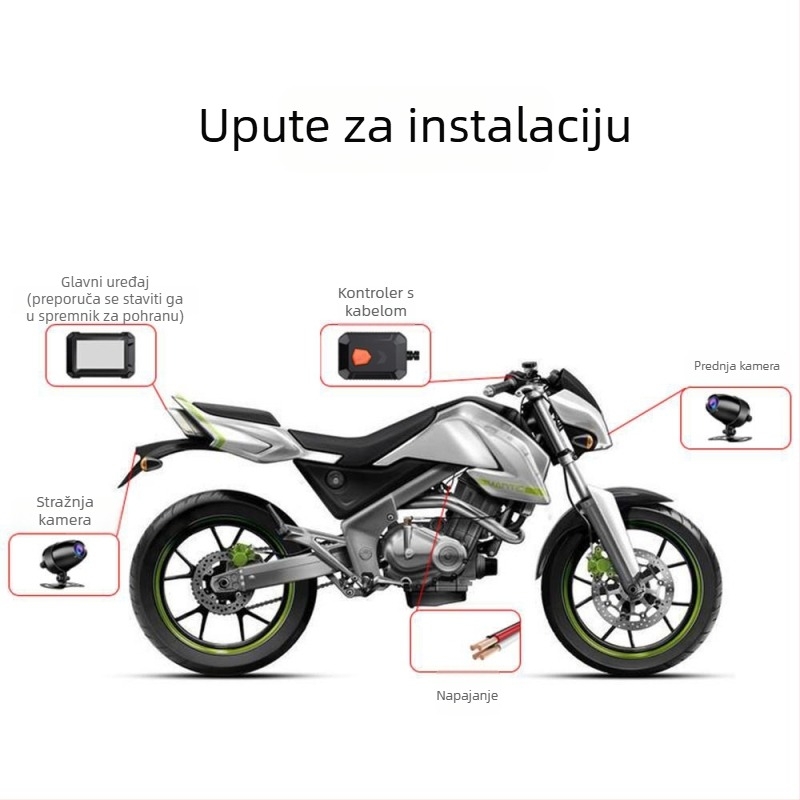 Motociklistički video rekord MT2A – 1080p, 150°, dvostruka kamera, Loop Video, montaža prednje i stražnje