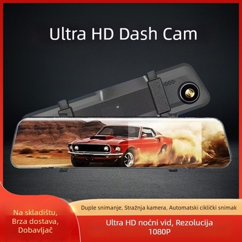 Auto dash cam s prednjim i stražnjim dvostrukim snimanjem, 1080p, noćni način, 140° kut gledanja, 15 dana pohrane