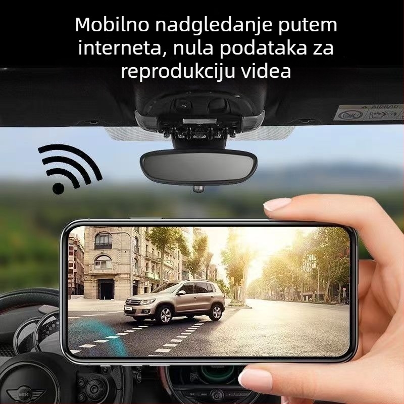 4K dvostruko snimanje ogledalne stražnje kamere s noćnim vidom, glasovno upravljanje ADAS i WiFi – prednji i stražnji snimak, 170° kut