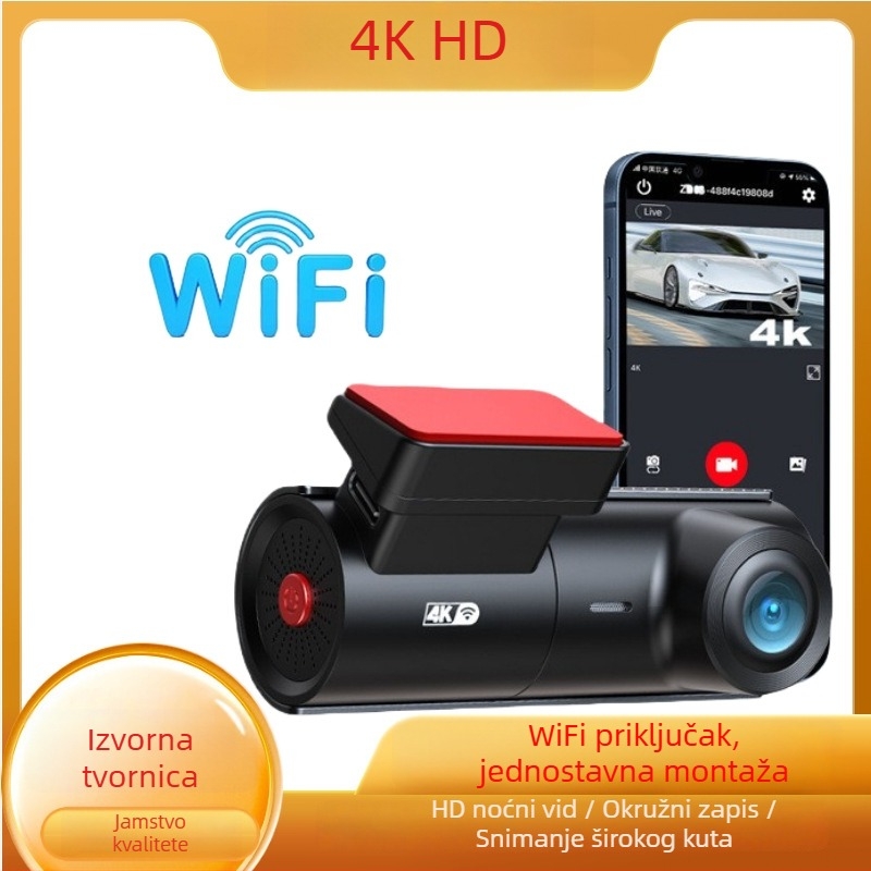 4K auto DVR s Wi‑Fi, nadzor parkirališta, 170° kut gledanja, 256 GB memorije