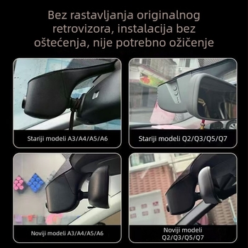 Dualna kamera za Audi A4L, A3, A6L, Q5, Q3 i Q7, 4G daljinsko nadgledanje, bežična instalacija