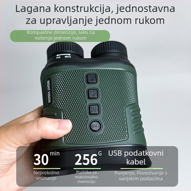 Dnevno/noćni infracrveni termalni binokl za noćno vidno s integriranim zaslonom, fotografije i videa u boji, 6x-10x povećanje, Ø25 mm objektiv
