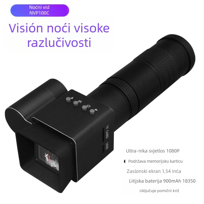 Infracrveni zoom monokular za noćni vid s zaslonom, 8–24x, 30 mm objektiv, domet 350 m, težina 350 g