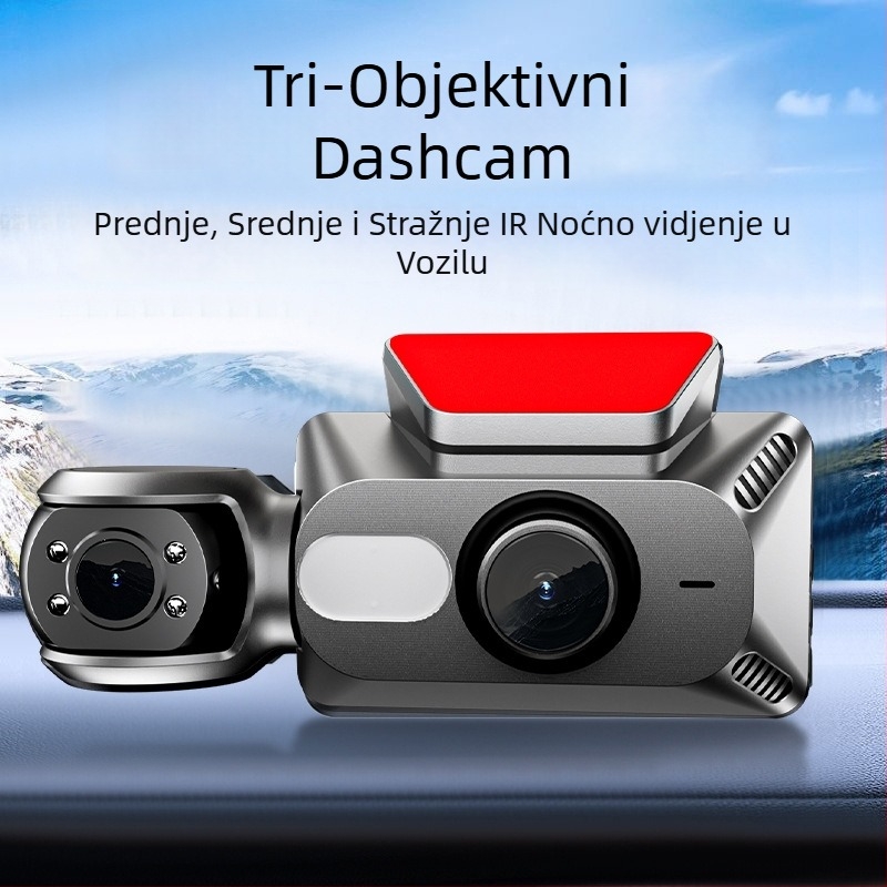 Dash kamera za automobil s APP, 170° kut, 1080p, Wi‑Fi, petljasto snimanje, montaža na prednje staklo