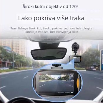 Širokokutni automobil DVR s prednjom i stražnjom snimkom (cikličko snimanje, 1080p, 170°, noćni vid)