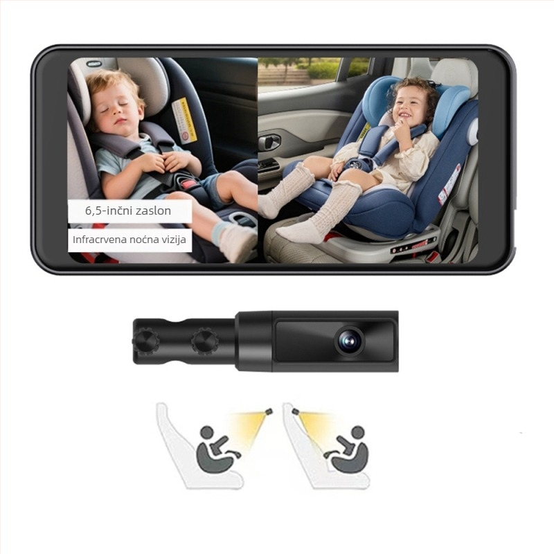 Automobilski monitor za bebe s dvostrukom lećom, 2K HD snimanje, 7-inčni zaslon, Wi-Fi, podrška TF kartici do 256 GB