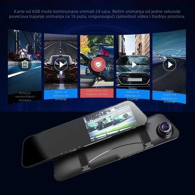 Dvostruka automobilska kamera s dodirnim zaslonom, prednje i stražnje snimanje, 1080p, 170° kut gledanja, Wi-Fi