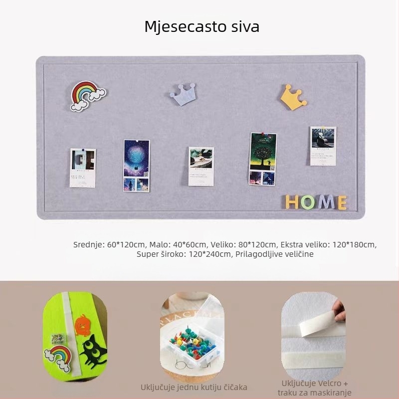 Prilagođena filc ploča za zid – Xiao jia, poliestersko vlakno, moderni stil, graviranje