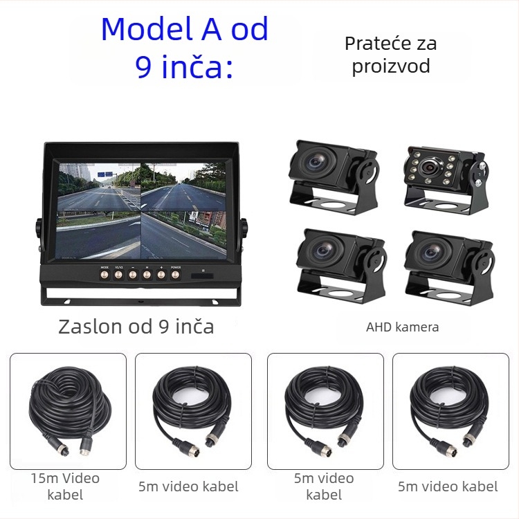 Kamionski DVR s noćnim vidom, 170° široki kut, podrška TF kartici, 1296P rezolucija, napajanje 12-35V