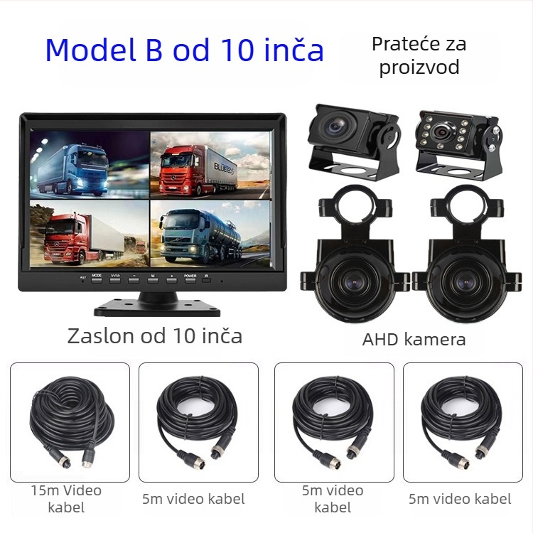 Kamionski DVR s noćnim vidom, 170° široki kut, podrška TF kartici, 1296P rezolucija, napajanje 12-35V