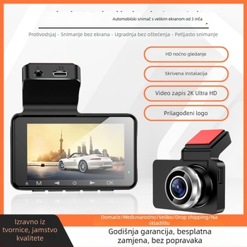 Dashcam s dvostrukim objektivom za auto 1080p, prednja i stražnja kamera, 170° kut, F1.5 otvor blende, noćni vid