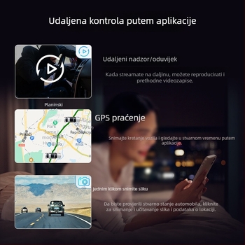 4G daljinsko praćenje vozila DVR s prednjom i stražnjom dvostrukom kamerom, 2160p, GPS, ciklično snimanje
