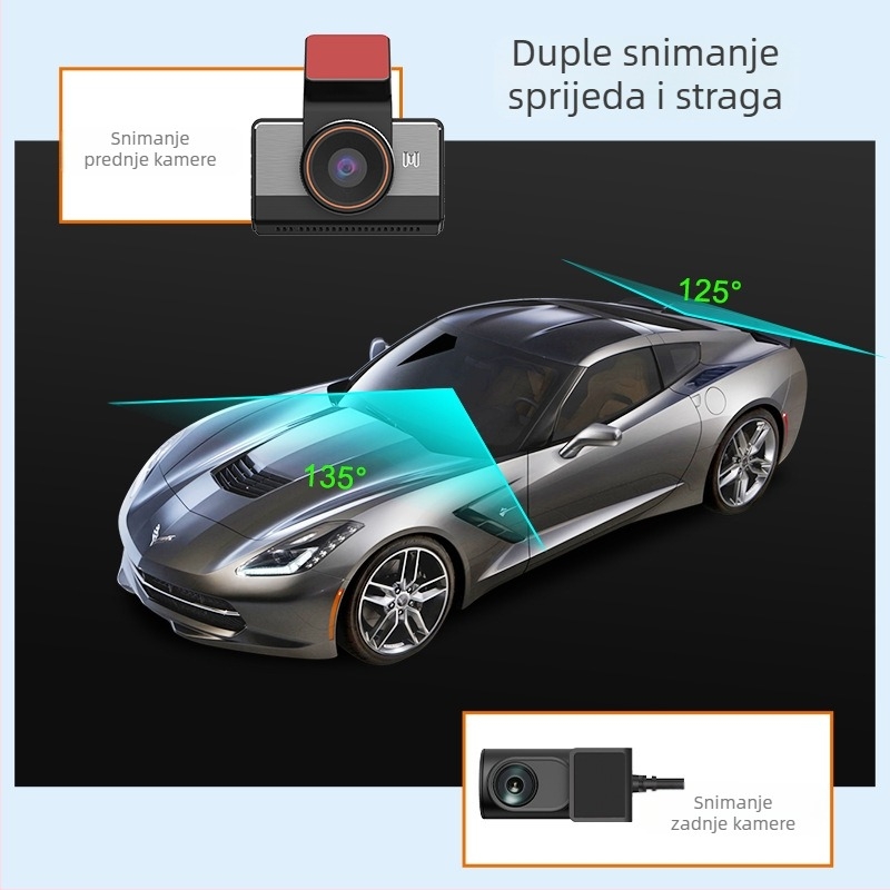 4G daljinsko praćenje vozila DVR s prednjom i stražnjom dvostrukom kamerom, 2160p, GPS, ciklično snimanje