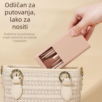 Boran 5-dijelni set četkica za šminku — najlon vlakna, plastične drške, u kutiji, prenosno, ukupna duljina 13,5 cm