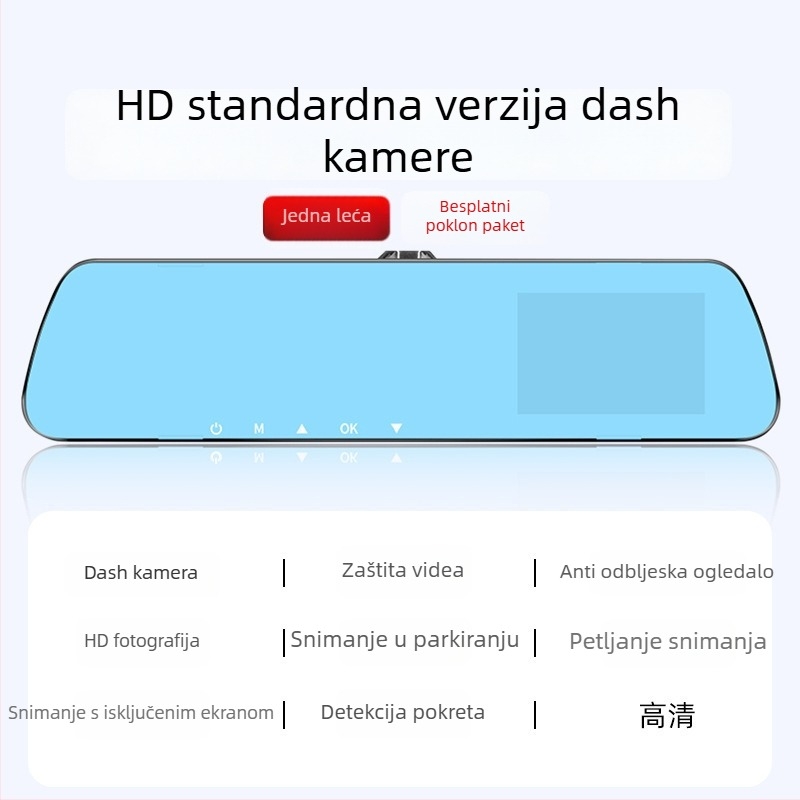 Auto dash kamera s dvostrukim snimanjem naprijed-natrag, 360° panoramski pogled, 1080p, noćni vid, otvor F2.0