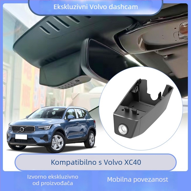 Volvo XC40/XC60/XC90/V60/S90/S60 dvostrani 4K dash cam s noćnim vidom, 170° široki kut, cikličko snimanje i nadzor parkiranja, podržava TF karticu do 256GB