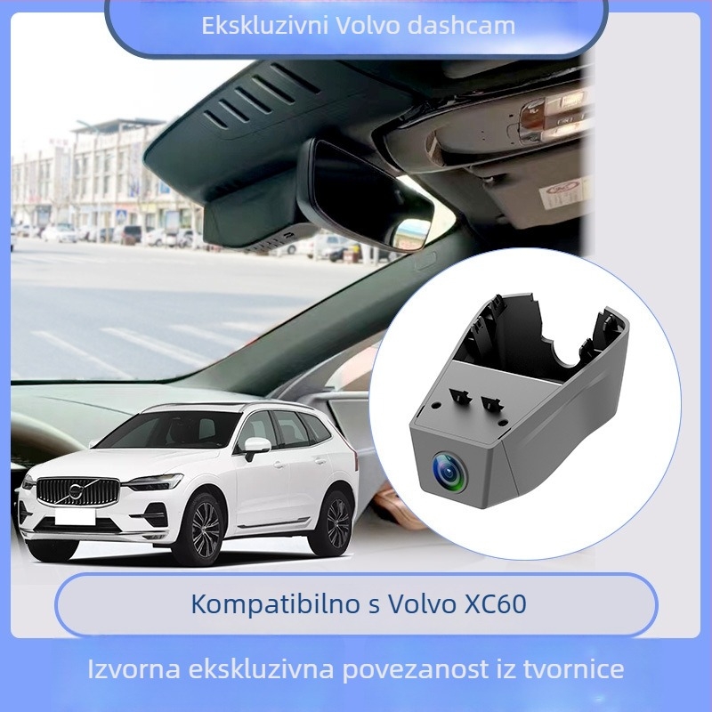 Volvo XC40/XC60/XC90/V60/S90/S60 dvostrani 4K dash cam s noćnim vidom, 170° široki kut, cikličko snimanje i nadzor parkiranja, podržava TF karticu do 256GB