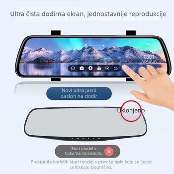 Auto kamera u ogledalu s WiFi, prednje i stražnje snimanje, 170° široki kut, 1080p, ciklično snimanje