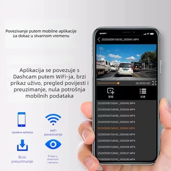 Changan X5P1As dash cam – montaža na prednje staklo, prednje i zadnje dvostruko snimanje, 4K 2160p, 170° kut, otvor F1.8