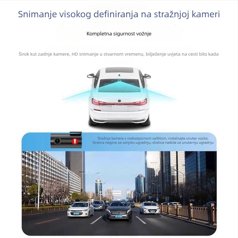 Changan X5P1As dash cam – montaža na prednje staklo, prednje i zadnje dvostruko snimanje, 4K 2160p, 170° kut, otvor F1.8