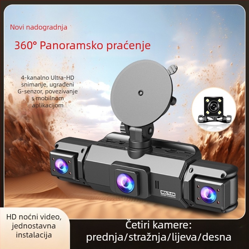 Auto DVR s noćnim vidom, 1080p, 170° široki kut, snimanje sprijeda i straga, Wi‑Fi, cikličko snimanje