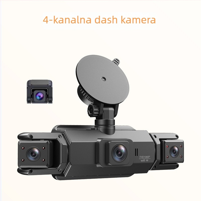 Četvero-kanalni automobilni dash cam s 170° kutom snimanja, 1080p, 3,0 inčni zaslon, Wi‑Fi (TF kartica)
