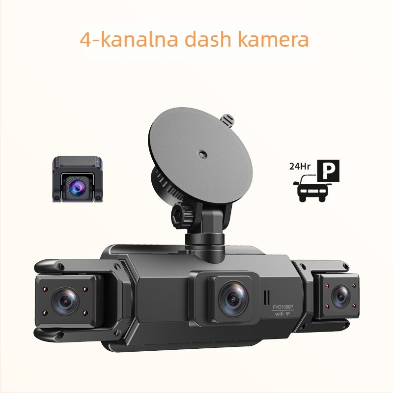 Četvero-kanalni automobilni dash cam s 170° kutom snimanja, 1080p, 3,0 inčni zaslon, Wi‑Fi (TF kartica)
