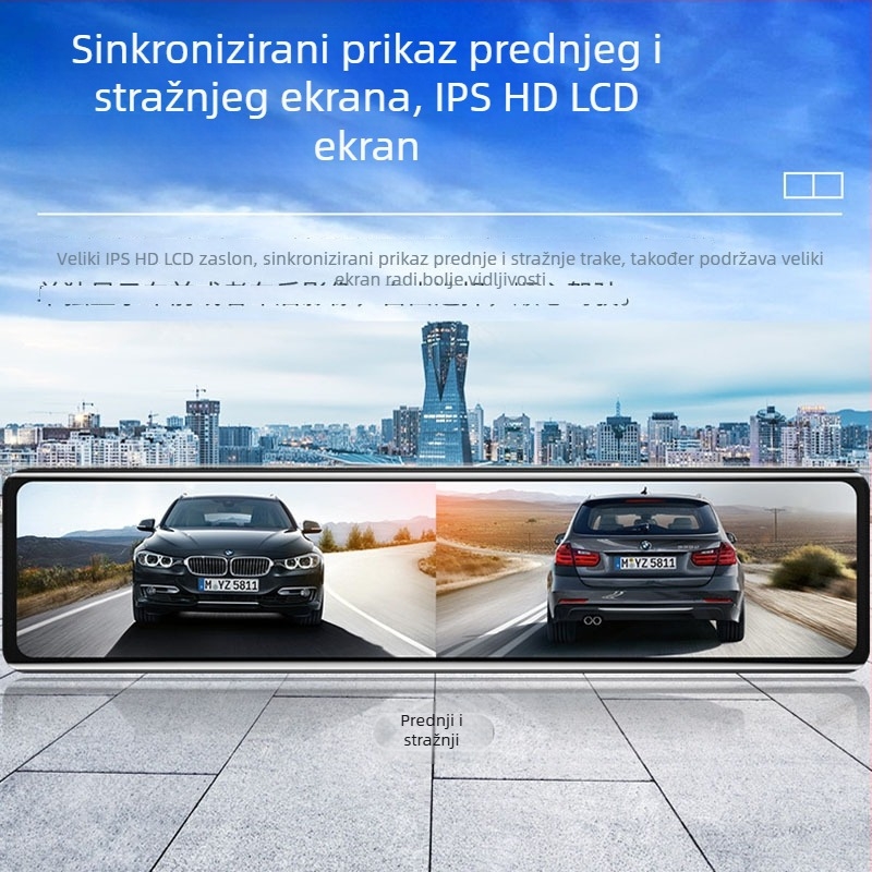 Automobilska dash kamera s dvostrukom prednjom i stražnjom kamerom, 1440p HD, 170° široki kut, noćni vid, podrška TF karti