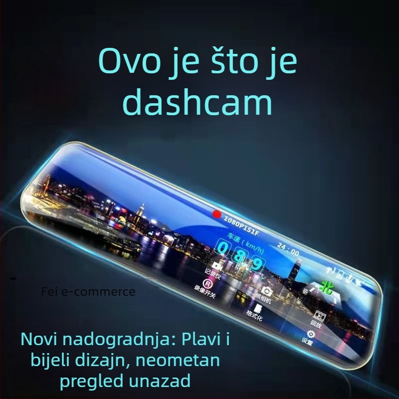 Retrovizor s DVR-om – prednja i stražnja dvostruka snimka, 1080p, 100° kut snimanja, noćno vidno, nadzor parkiranja