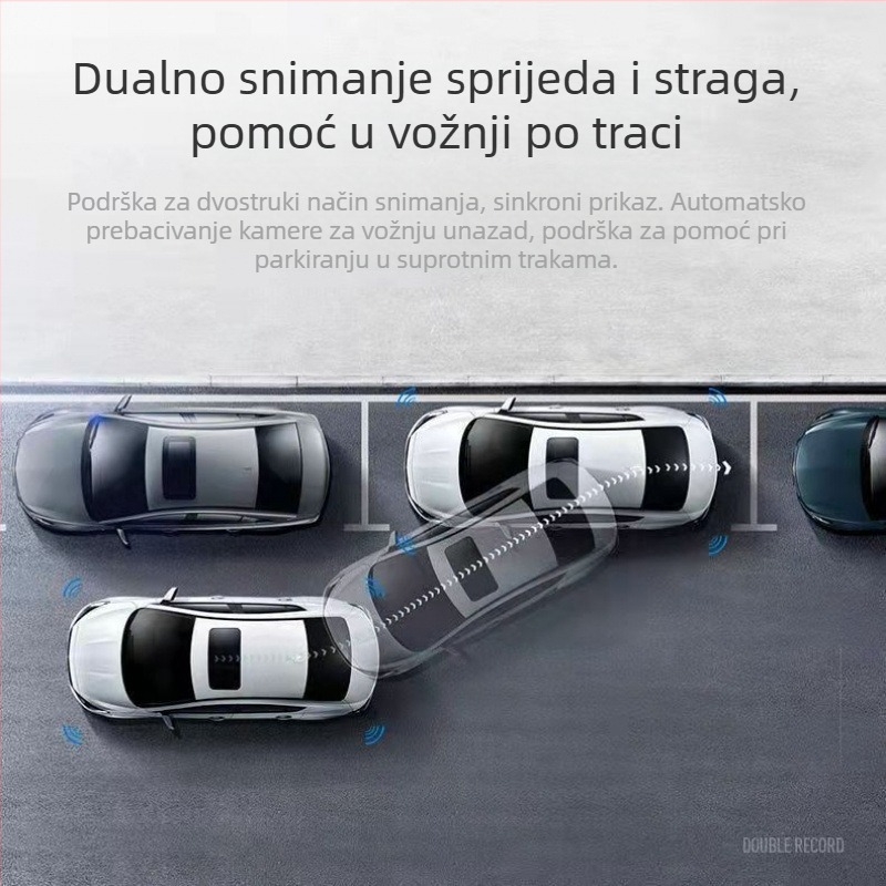 Retrovizor s DVR-om – prednja i stražnja dvostruka snimka, 1080p, 100° kut snimanja, noćno vidno, nadzor parkiranja