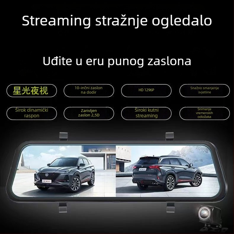Automobilska dash kamera s dvostrukim lećem i potpuno zaslonom, 170° kut gledanja, 5MP senzor, petlja snimanja do 64GB TF kartice, HD noćni vid