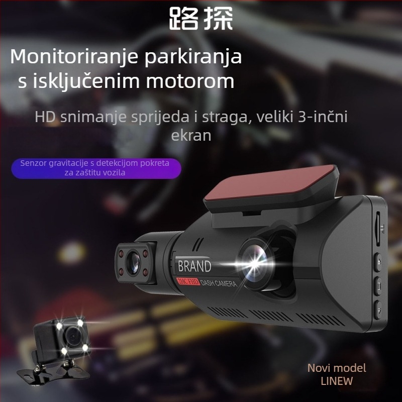 F7 Dualna prednja i stražnja kamera za automobil - 1080p noćni prikaz, 170° široki kut, 3.0-inčni LCD