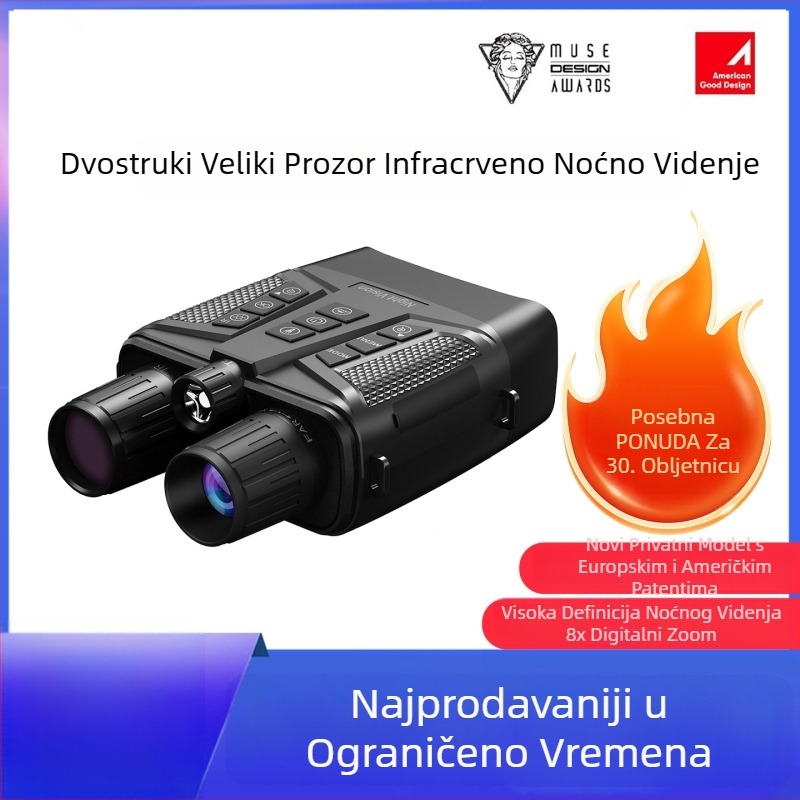 Infracrveni noćni uređaj s dvostrukim cijevima – povećanje 6x-10x, objektiv 42 mm, domet 600 m, baterija 5000 mAh