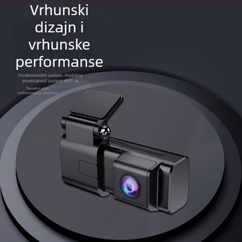 Automobilska kamera s dvostrukim objektivom, 170° kut gledanja, petlja snimanja, Wi‑Fi, 1,7-inčni zaslon