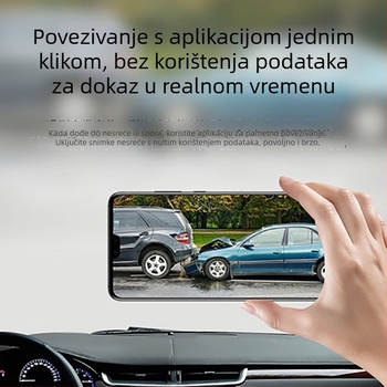 Automobilska kamera s dvostrukim objektivom, 170° kut gledanja, petlja snimanja, Wi‑Fi, 1,7-inčni zaslon
