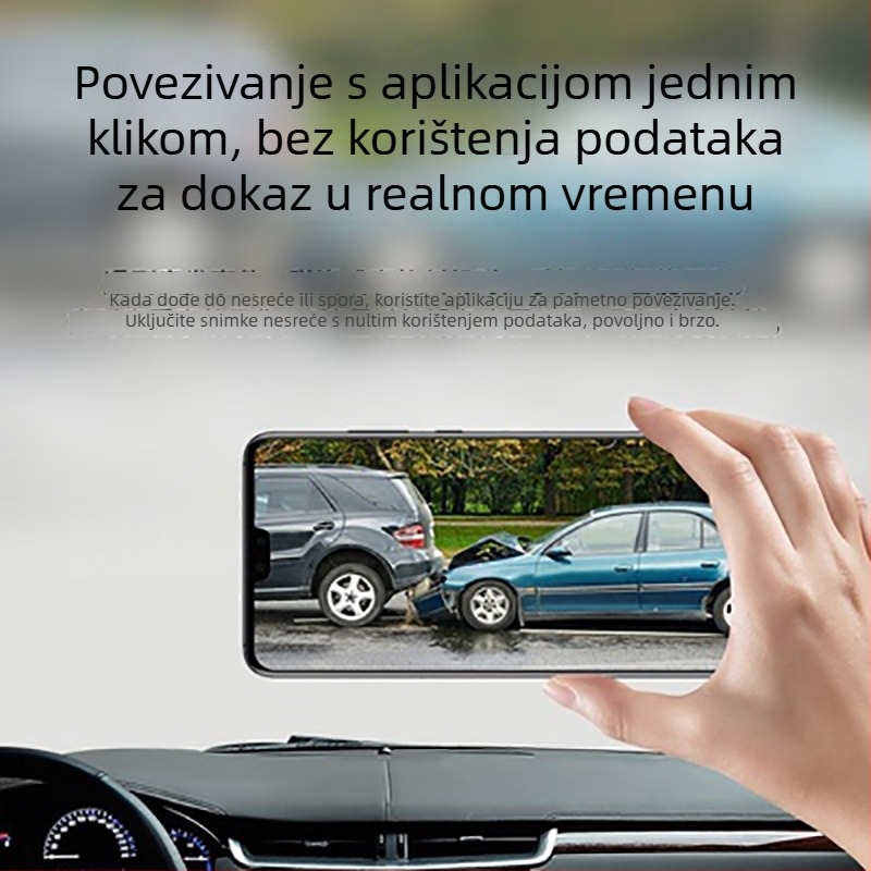 Automobilska kamera s dvostrukim objektivom, 170° kut gledanja, petlja snimanja, Wi‑Fi, 1,7-inčni zaslon