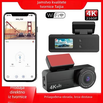 4K auto dash cam s WiFi, 170° širokokutni objektiv, noćno snimanje, petlja snimanja