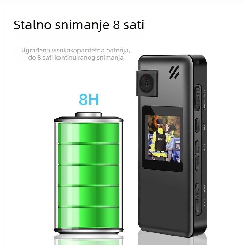 Vanjska prijenosna policijska kamera s 1080p snimanjem i 1,5-inčni LCD zaslon