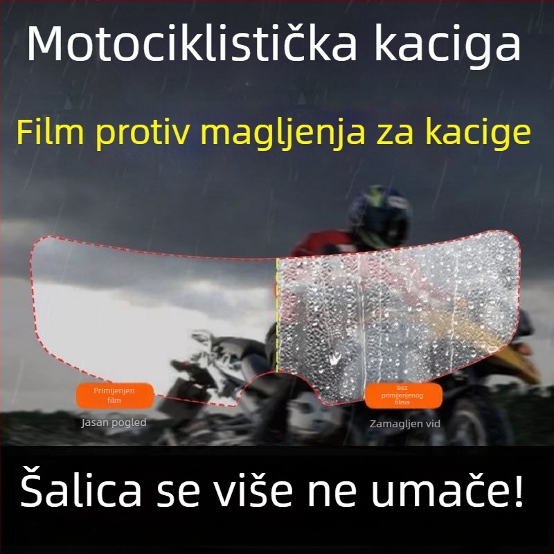 Film za vizir kacige protiv magle i kiše, univerzalan za kacige s punim licem i s polu-licem, ABS materijal, prilagodljivo izvođenje, privatna oznaka dostupna