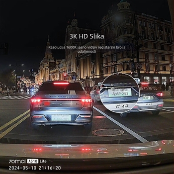 A510Lite dash kamera, 140° kut gledanja, 1600P, Wi-Fi, nadzor parkiranja, 2.0-inčni zaslon
