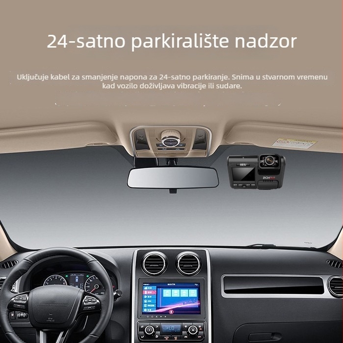 Prednja i stražnja dvostruka kamera u automobilu, 140° širokokutni, 1080p, petlja snimanja, USB/AV, TF kartica, 2,0-inčni zaslon