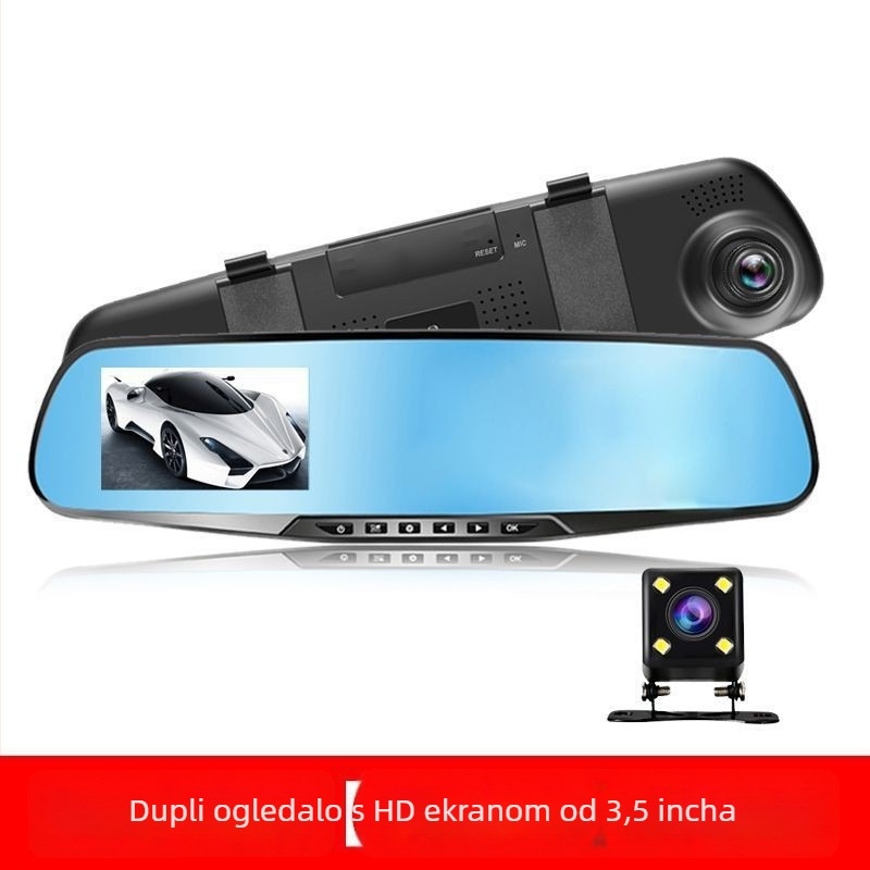 Noćna kamera za automobil s prednjim i stražnjim snimanjem, 1080P, 170° široki kut, 3,5-inčni dodirni zaslon, Wi-Fi