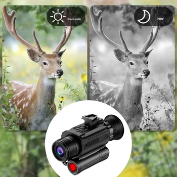 Monokularni noćni vid s IR osvjetljenjem, povećanje 6x–10x, 25 mm objektiv, raspon gledanja 600 m, težina 340 g