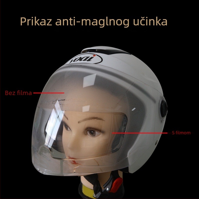 Kaciga za električni motocikl s HD anti-fog filmom za leću i zaštitnim filmom protiv kiše – univerzalna