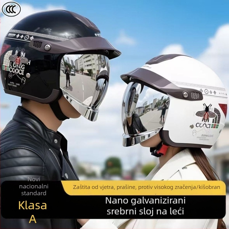 3C certificirana kaciga za električni motocikl, unisex, za sve sezone, polukaciga, vjetrootpornost, zimska toplina