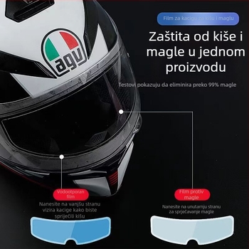Film za vizir kacige protiv magle – universal, nano membrana, HD leća, vodootporan