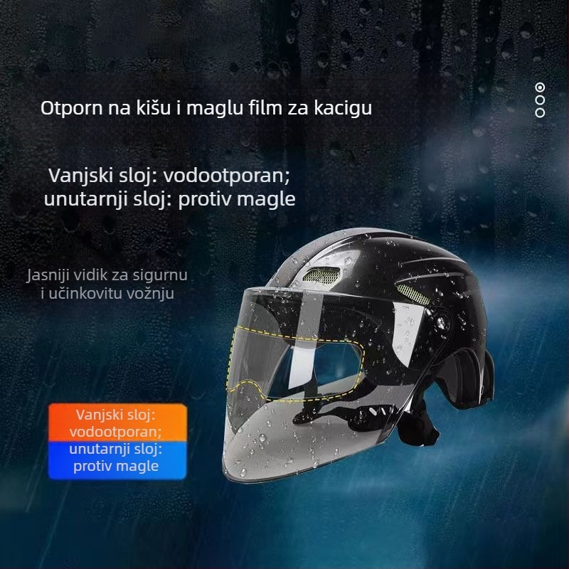 Film za vizir kacige protiv magle – universal, nano membrana, HD leća, vodootporan