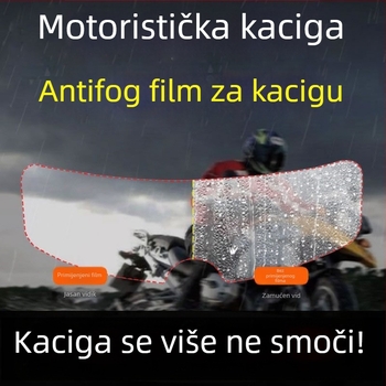Nano-film za vizir motociklističke kacige: kiša i magla otporan, anti‑fog, vodootporan; univerzalna kompatibilnost; mogućnost privatne marke